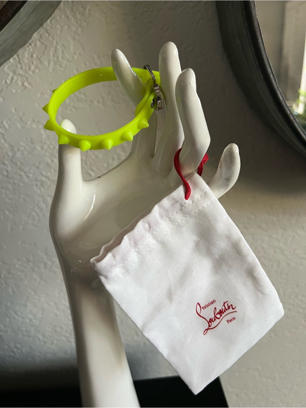 Christian Louboutin Neon Lime Spike Bracelet